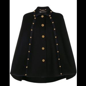 Versace Wool Cape w/ Medusa Embellishments 38/4